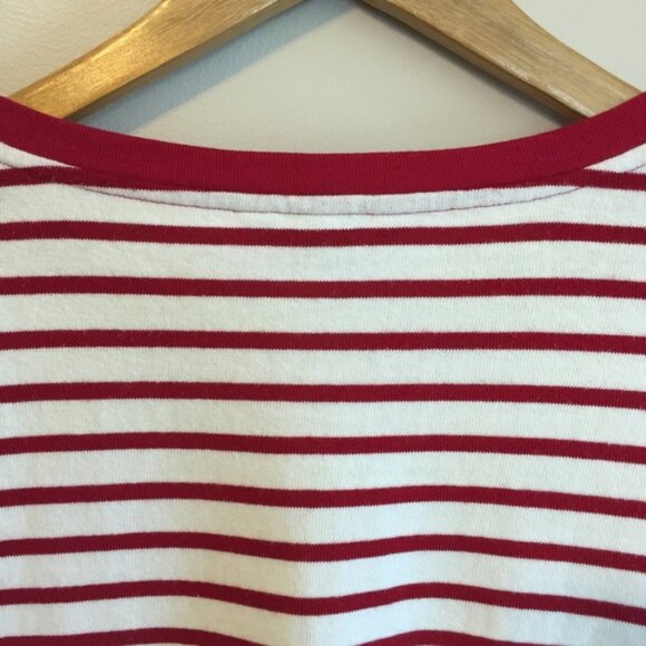 Lands’ End Long Sleeve Lace Up Striped Shirt Red & White - Picture 7 of 13